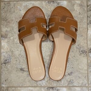 CROWN & IVY….Brown Slide Sandals.. Like New.. “LOOK AT IT”